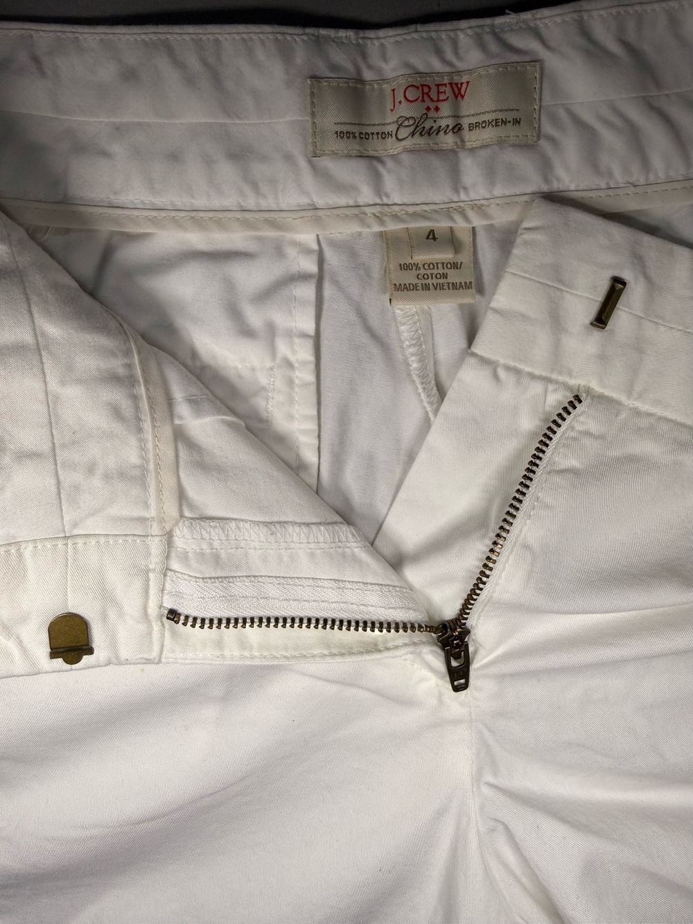 J. Crew Size 4 Broken-In Chino Shorts White 100% Cotton Women's Casual Summer - Picture 5 of 8